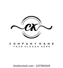 C X Initial handwriting logo vector