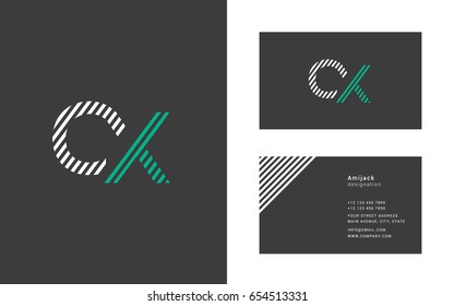 C X joint letter line logo with Business card template