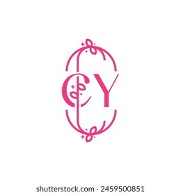 C Y CY Beauty vector initial logo, handwriting logo of initial signature, wedding, fashion, jewelry, boutique, floral and botanical with creative template