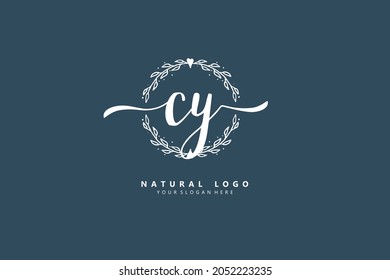 C Y CY Initial handwriting or handwritten logo for identity. Logo with signature and hand drawn style.