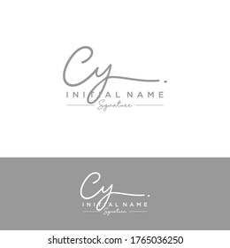 C Y CY Initial letter handwriting and signature logo.