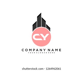 C Y Initial building logo concept - Vector