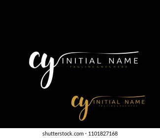 C Y Initial handwriting logo vector. Hand lettering for designs.