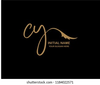 C Y Initial Handwriting Logo Template