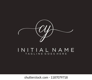 C Y Initial handwriting logo vector. Hand lettering for designs