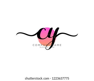 C Y Initial handwriting logo vector