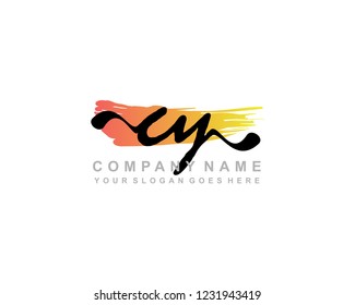 C Y Initial Handwriting Logo Template