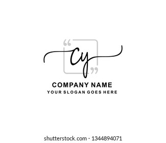 C Y Initial Handwriting Logo Template