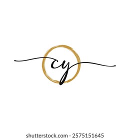 C Y Initial Script Letter Beauty Logo Template