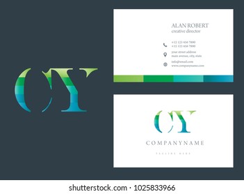 C & Y joint logo multi color letter design with business card template