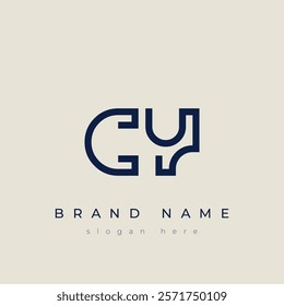 C and Y logo design. CY abstract Letters Logo Monogram. This logo design is the process of creating a visual symbol that represents a brand, company, or individual.