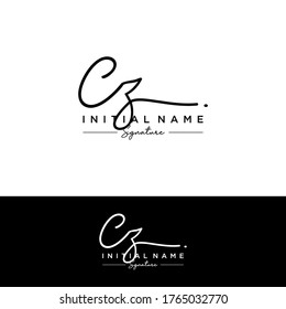 C Z CZ Escritura manuscrita inicial y logotipo de la firma.