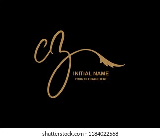 C Z Initial Handwriting Logo Template