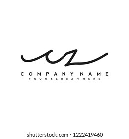 C Z Initial handwriting logo vector