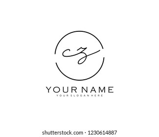 C Z Initial handwriting logo 