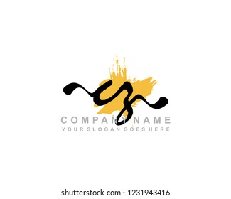 C Z Initial Handwriting Logo Template