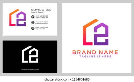 C Z initial logo with business card vector template