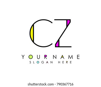 C & Z initial minimalist logo template vector