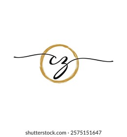C Z Initial Script Letter Beauty Logo Template