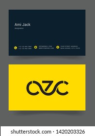 C Z C letters joint logo design vector with business card template