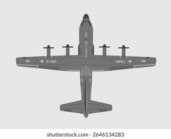 C-130 hercules, military technology illustration of fighter aircraft, modern bomber type fighter aircraft with details. isolated bomber for study and poster