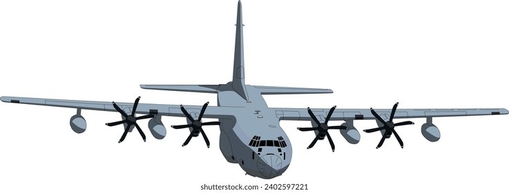 C-130J Military Refueling + Cargo Aircraft Vector Drawing