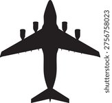 C-17 Globemaster III Top View Military Aircraft Silhouette Vector