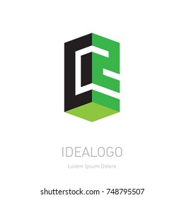 C2 initial logo. C and 2 initial monogram logotype. Vector design element or 3d icon on white background