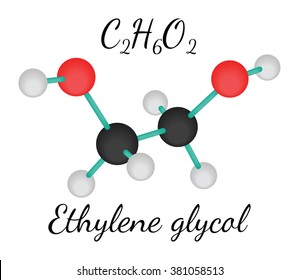 C2H6O2 Ethylene Glycol 3d Molecule Isolated On White