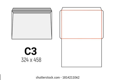 C3 envelope mockup a3 white template cut size