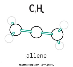 C3H4 allene 3d molecule isolated on white