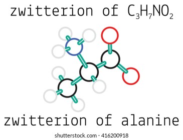 C3H7NO2 zwitterion of alanine amino acid molecule