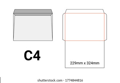 C4 envelope mockup a4 white template cut size