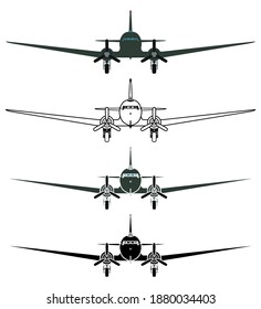 C47 Skytrain airplane, Front view