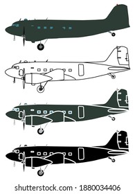 C47 Skytrain airplane, Right view