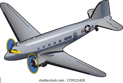 C-47 Skytrain or Dakota World War II American Transport Airplane