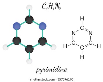 C4H4N2 pyrimidine 3d molecule isolated on white
