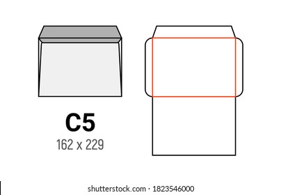 C5 envelope mockup a5 white template cut size