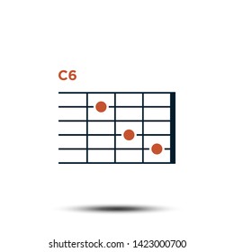 C6, Basic Guitar Chord Chart Icon Vector Template