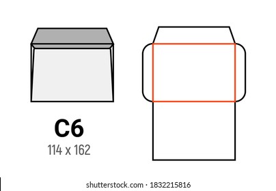 C6 envelope mockup a6 white template cut size