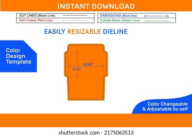 C6 size Document envelope or 4.5x6.4 inch document envelope die cut template