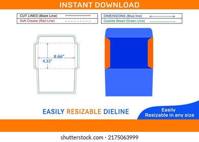 C6 size Document envelope or 4.5x6.4 inch document envelope die cut template