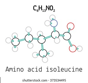 C6H13NO2 Amino Acid Isoleucine Molecule