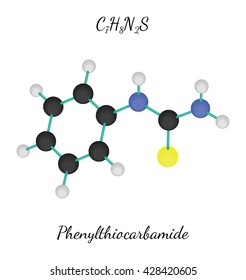 C7H8N2S Phenylthiocarbamide molecule