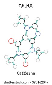 C8H10N4O2 caffeine molecule