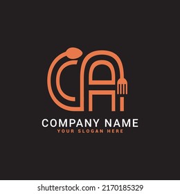 ca; ac; Food,restaurant,spoon letter logo.