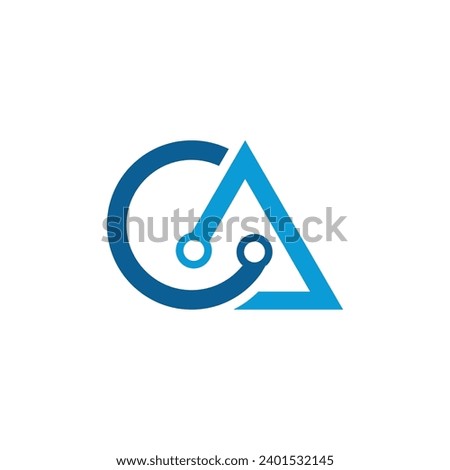 Ca ac letter logo technology abstract letter logo design.