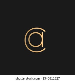 CA or AC logo vector. Initial letter logo, golden text on black background