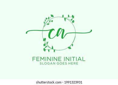 Monograma de belleza de CA y elegante logo de diseño de escritura a mano logo de firma inicial, boda, moda, floral y botánica con plantilla creativa.