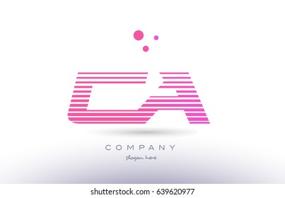 ca c a alphabet letter logo pink purple stripes lines creative text dots company vector icon design template